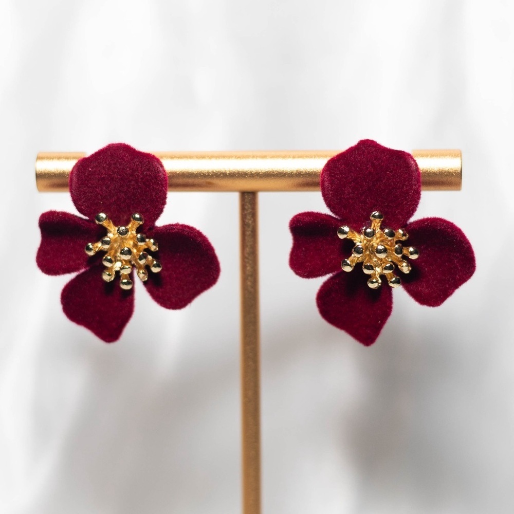 ✨Free People Claret Floral Earrings